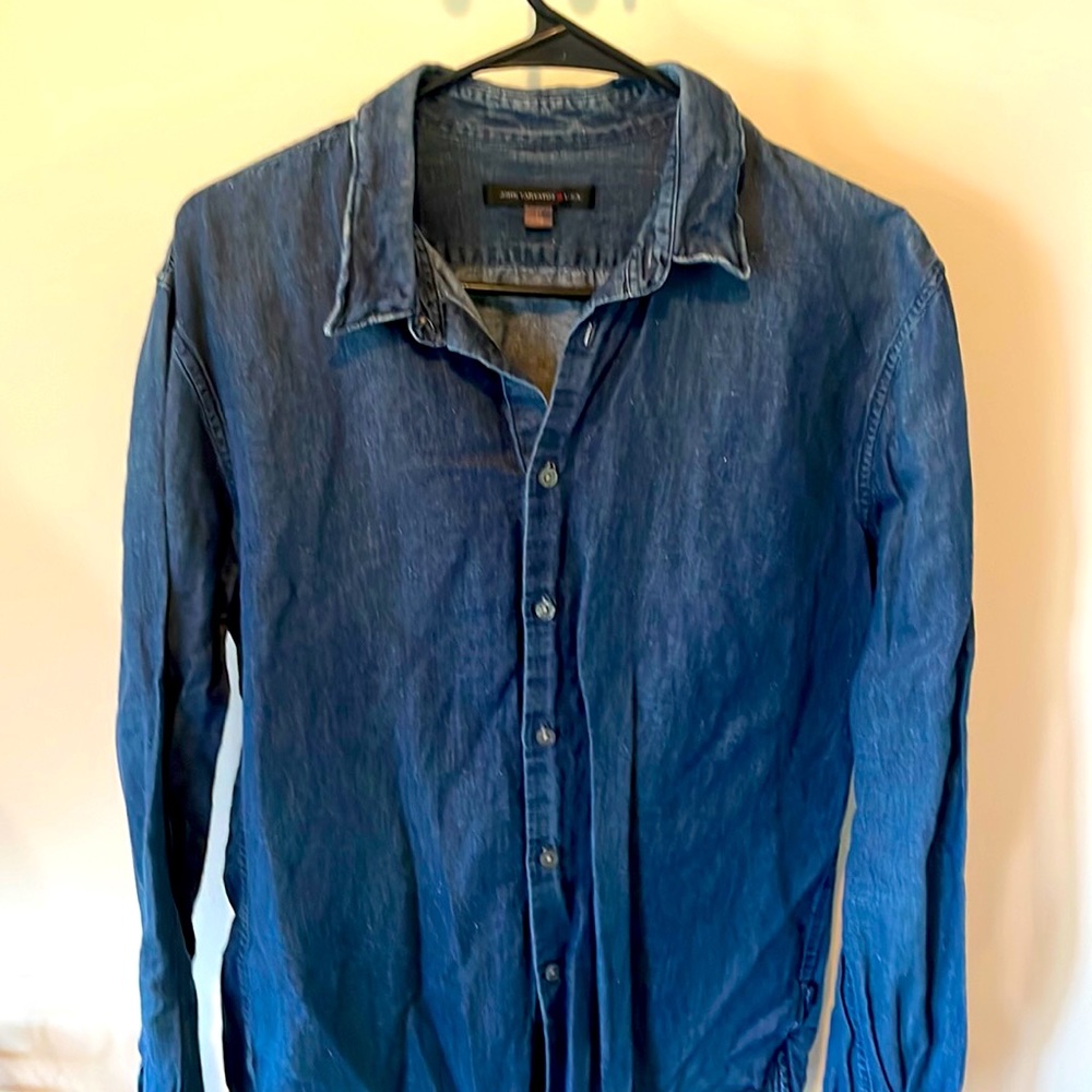 Very stylish dark blue/ denim style shirt.